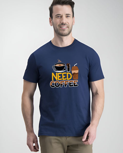 Need Coffee designed Neck T shirt