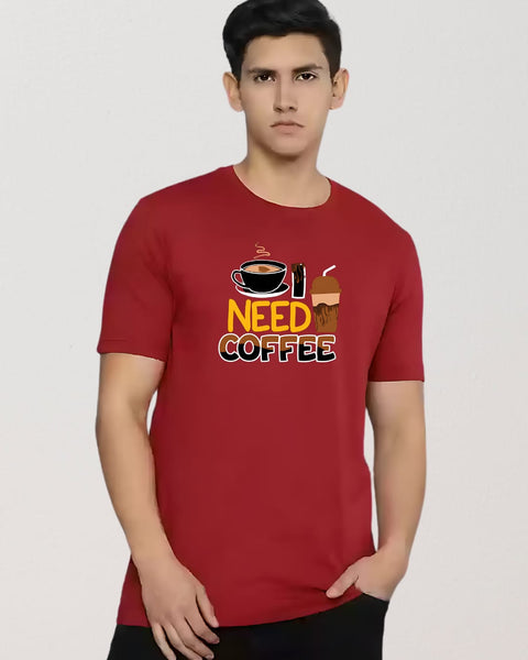 Need Coffee designed Neck T shirt