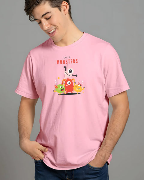 Cute Monsters designed Neck T shirt
