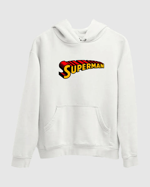 Super heroes White Super Man Full Sleeves Hoodie