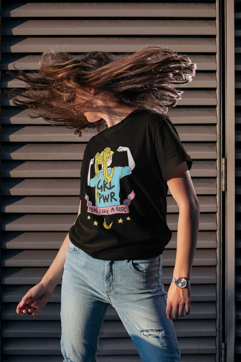 Girl Power Designed Oversized Unisex Tshirt Round Neck