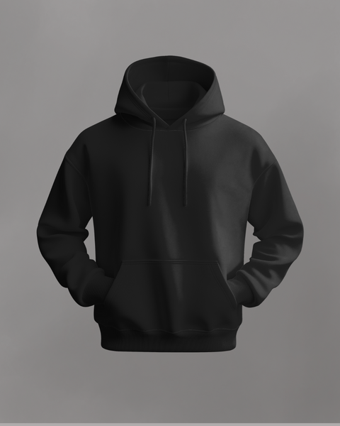 Unisex Plain Black Winter hoodie