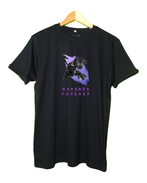 Super heroes Black Panther T shirt  Round Neck Half