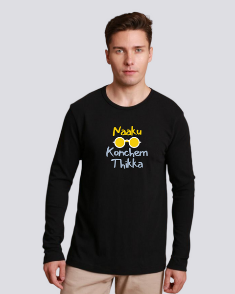Naaku konchem thikka - Full sleeves black neck t shirt
