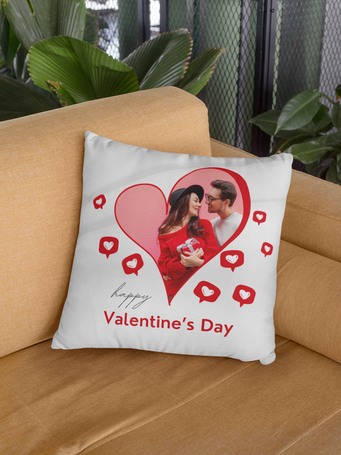 Valentine's Day Designed White Pillow For Your Sofa