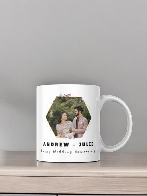 White Printed Mug for Your Anniversary Celebration
