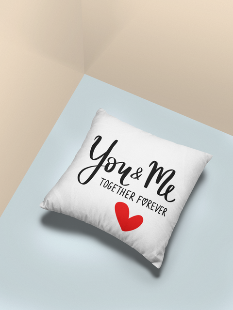 You and me Designed White Pillow For Your Sofa