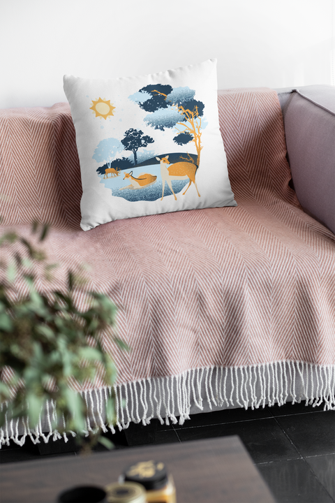 Graphic Designed White Pillow For Your Sofa