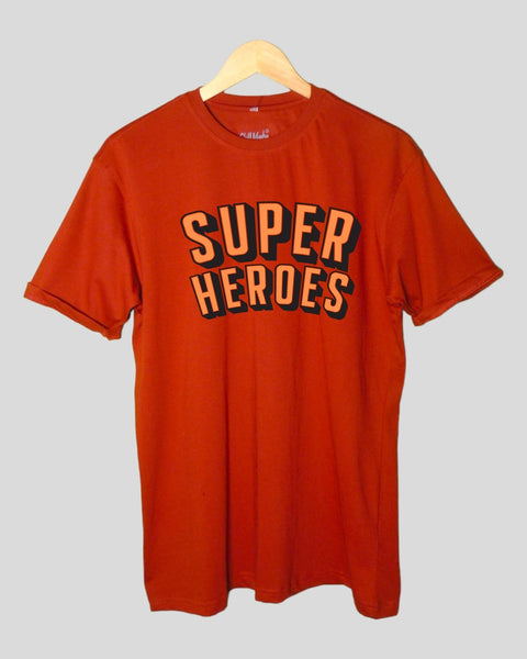 Men's Super Heros theme T shirt Rust color Round Neck Half Sleeves