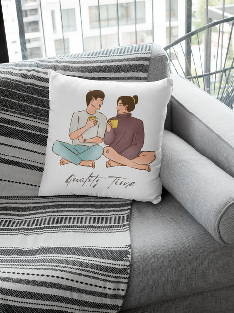 Quality time Designed White Pillow For Your Sofa