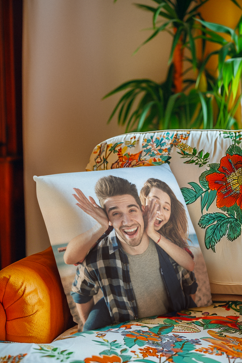 Photo Designed White Pillow For Your Sofa