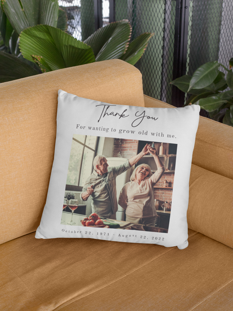 Couple Thank you Photo Designed White Pillow For Your Sofa
